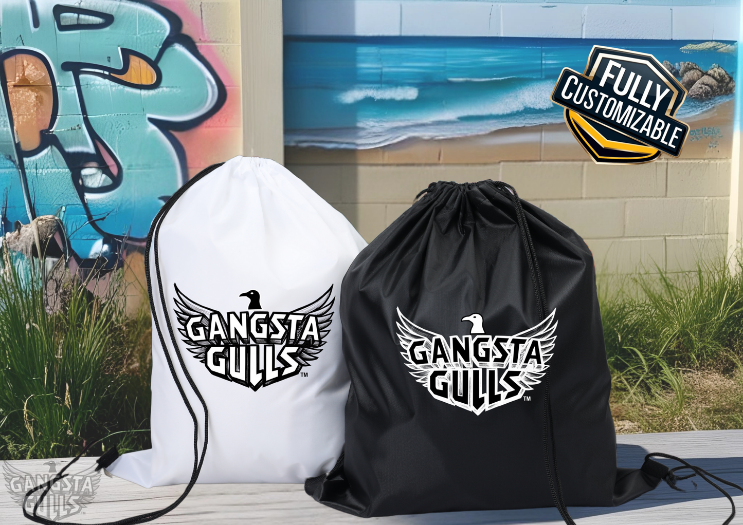 š„ Gangsta Gulls⢠Drawstring Gym Bags